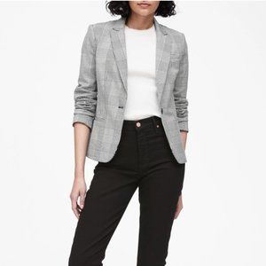 Banana Republic Black and White Plaid Classic Fit Blazer